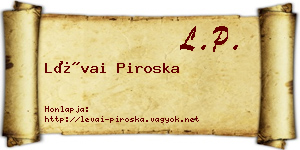 Lévai Piroska névjegykártya