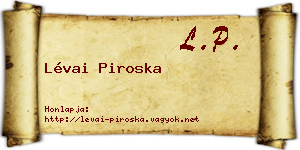 Lévai Piroska névjegykártya
